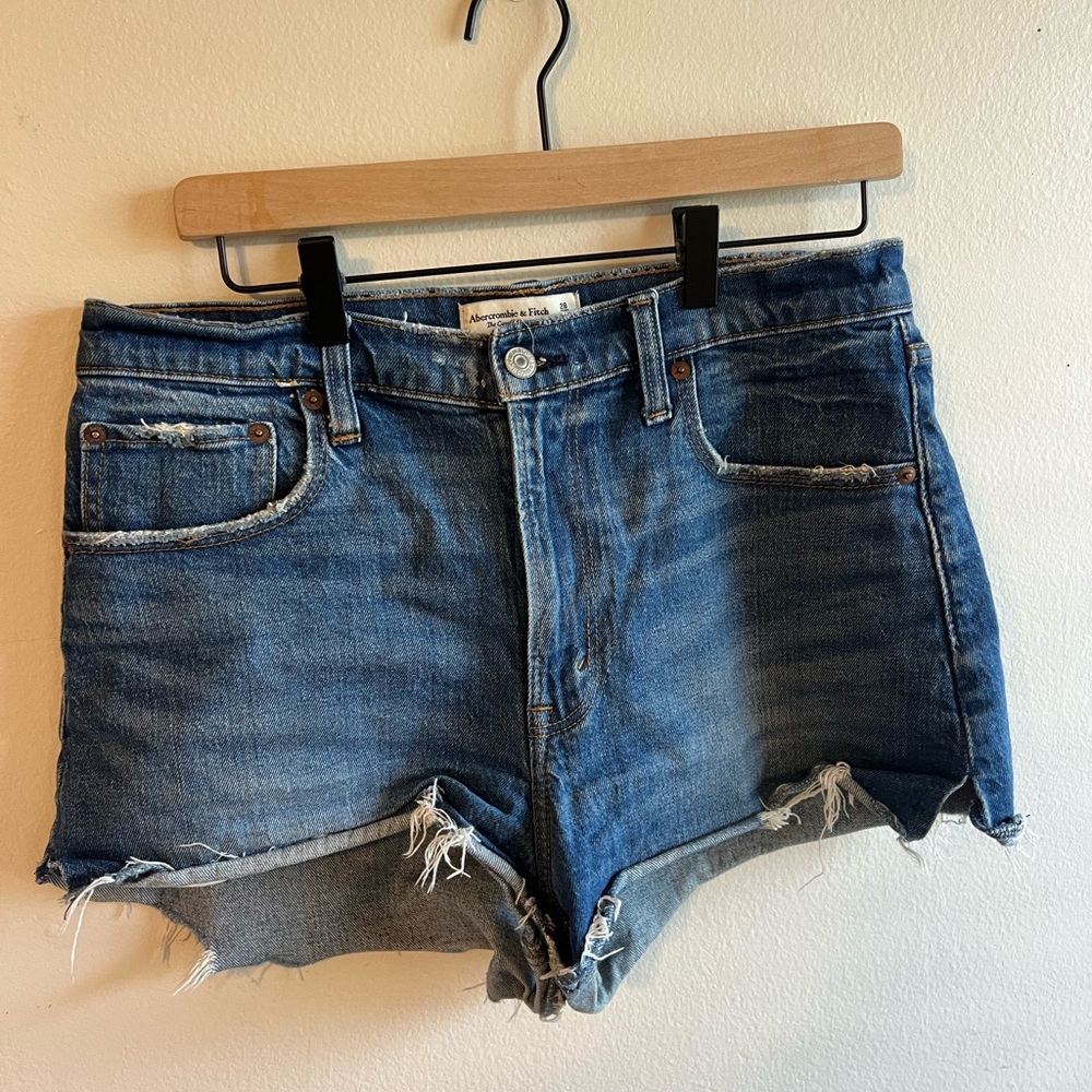 Abercrombie & Fitch Distressed Blue Jean Shorts